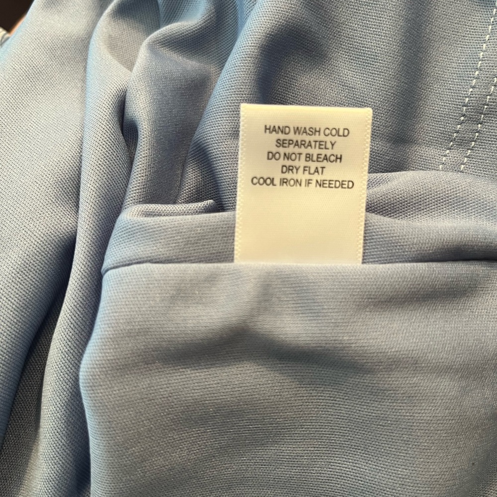 NWOT Light Blue Overlay Sheer Dress, by NSR, Hi low, Sheer Long sleeves, Medium - Picture 11 of 15